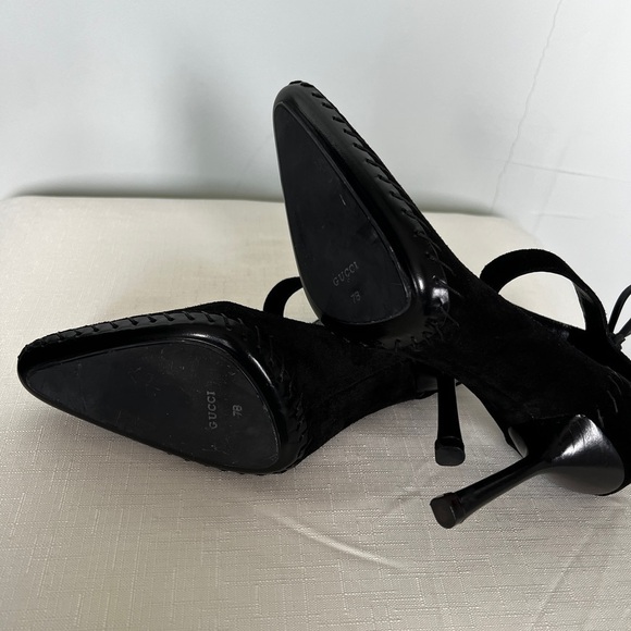 Gucci Suede and Leather Stitch D’Orsay Pumps - Picture 7 of 9